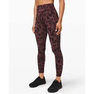 Lululemon In Movement Tight 25" Everlux Dusk Floral Antique Bark Black Size 6